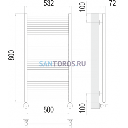 Аврора П16 500х800 Полотенцесушитель TERMINUS 4670078529312