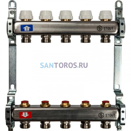 Коллектор STOUT SMS 0922 000005 на 5 выходов, из нержавеющей стали без расходомеров SMS 0922 000005