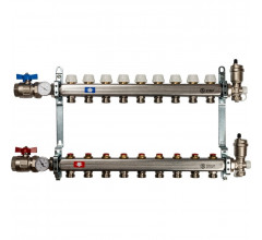 Коллекторная группа в сборе из нержавеющей стали без расходомеров на 9 выходов STOUT