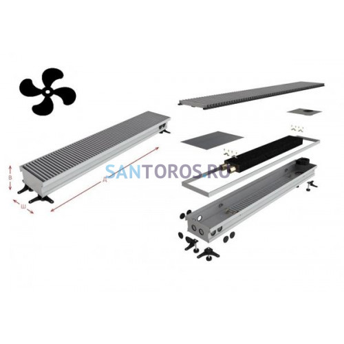 Конвектор внутрипольный Askon (с вентилятором) КВП-В 80/330/1700 (решетка входит в комплект) КВП-В 80/330/1700