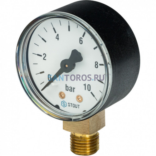 Манометр радиальный 50 мм 1/4, 0-10 бар STOUT SIM-0010-501008