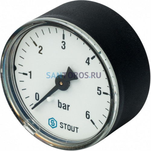 Манометр аксиальный 50 мм 1/4, 0-6 бар STOUT SIM-0009-500608