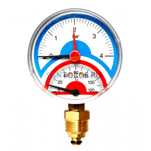 Термоманометр радиальный 80 мм 1/2, 4 бар, 120°C Watts FR 828 10009473