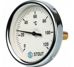 Термометр биметаллический 80 мм 1/2", 120°C с погружной гильзой 50 мм STOUT