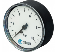 Манометр аксиальный 63 мм 1/4", 0-10 бар STOUT