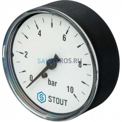 Манометр аксиальный 63 мм 1/4, 0-10 бар STOUT SIM-0009-631008