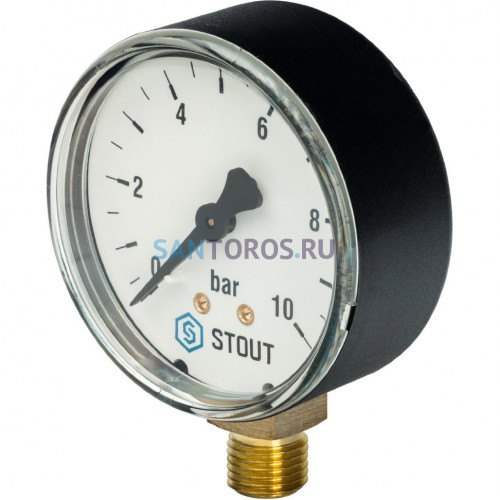 Манометр радиальный 63 мм 1/4, 0-10 бар STOUT SIM-0010-631008