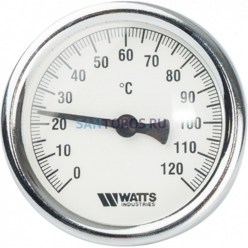 Термометр биметаллический 63 мм 1/2, 120°C с погружной гильзой 75 мм Watts F+R801 OR 10005809