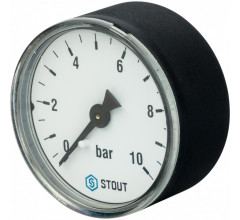 Манометр аксиальный 50 мм 1/4", 0-10 бар STOUT