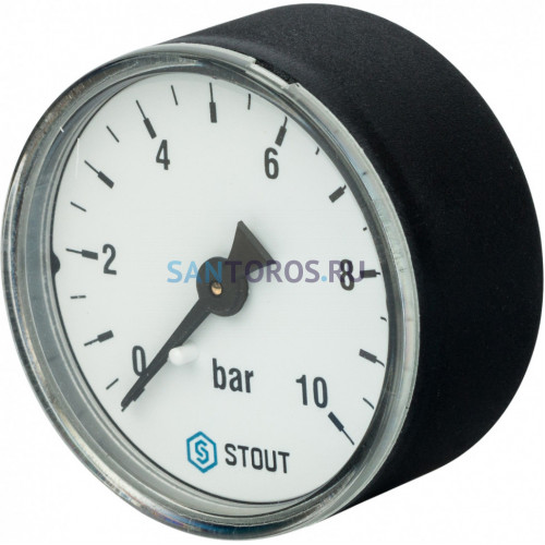 Манометр аксиальный 50 мм 1/4, 0-10 бар STOUT SIM-0009-501008