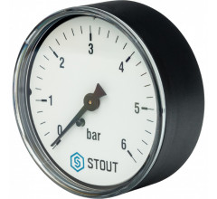 Манометр аксиальный 63 мм 1/4", 0-6 бар STOUT