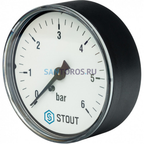 Манометр аксиальный 63 мм 1/4, 0-6 бар STOUT SIM-0009-630608