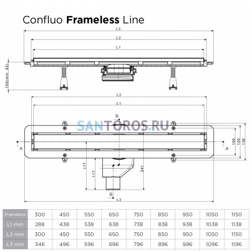 Душевой лоток Confluo Frameless Line 450 13701229