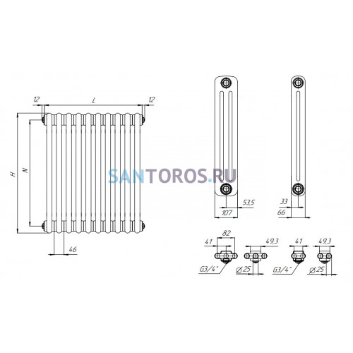 Стальной трубчатый радиатор RIFAR TUBOG TUB 3057 - 10 секций (Бордо) TUB 3057-10-RAL