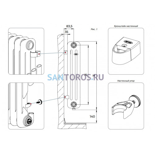 Стальной трубчатый радиатор RIFAR TUBOG TUB 3057- 10 секций DV1 (Бордо) TUB 3057-10-RALDV1