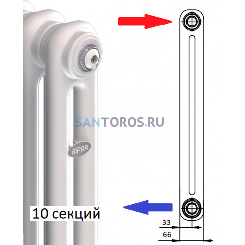 Стальной трубчатый радиатор RIFAR TUBOG TUB 2037 DV1 14 секций TUB 2037-14-DV1