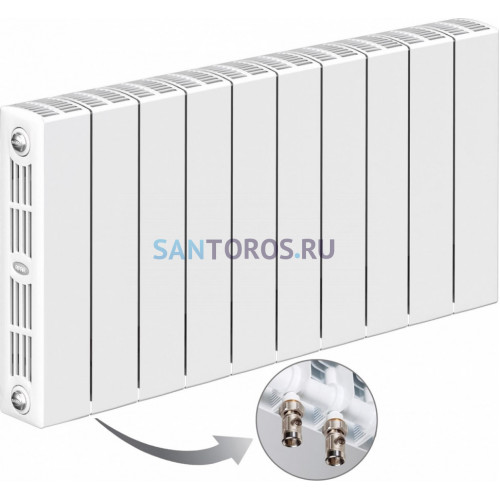Радиатор RIFAR Supremo Ventil 500 10 секций биметаллический монолит нижнее левое подключение SVL500-10