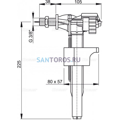 Впускной механизм с боковой подводкой 3/8 Alcaplast A15 A15-3/8
