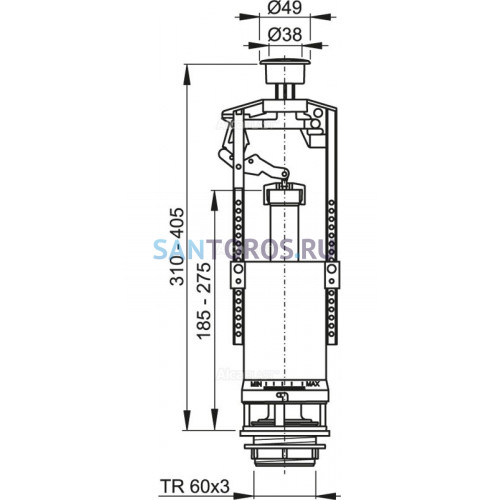 Сливной механизм со стоп кнопкой Alcaplast A2000 A2000-CHROM