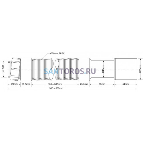 Гофра для раковины 32/40/50 500 мм McALPINE MRMF105S MRMF105S