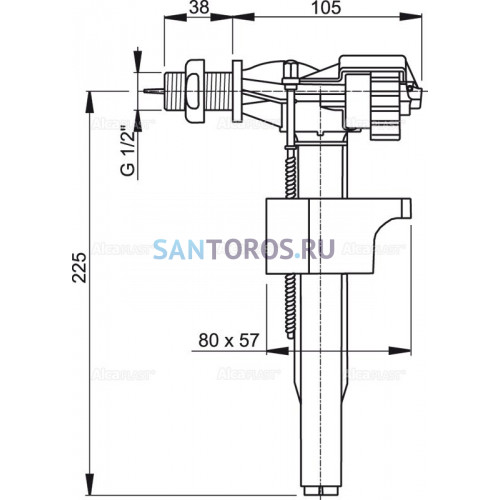 Впускной механизм с боковой подводкой 1/2 Alcaplast A15 A15-1/2