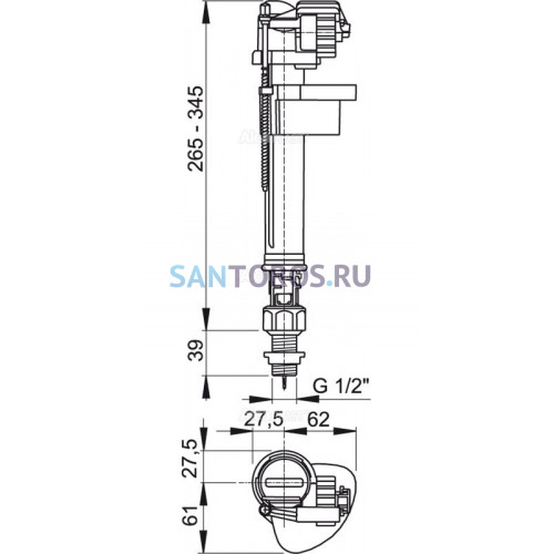 Впускной механизм с нижней подводкой 1/2 Alcaplast A17 A17-1/2