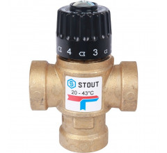 Клапан термостатический смесительный ВР 3/4", 20-43°С, KV 1.6 м3/ч Stout