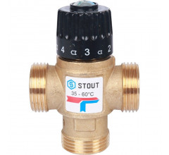 Клапан термостатический смесительный НР 1", 35-60°С, KV 2.5 м3/ч Stout