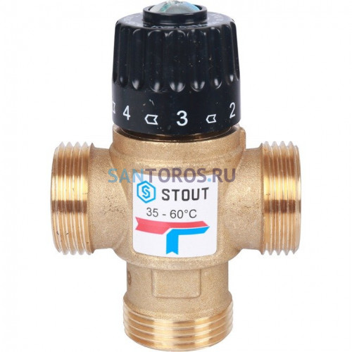 Клапан термостатический смесительный НР 1, 35-60°С, KV 2.5 м3/ч Stout SVM-0120-256025