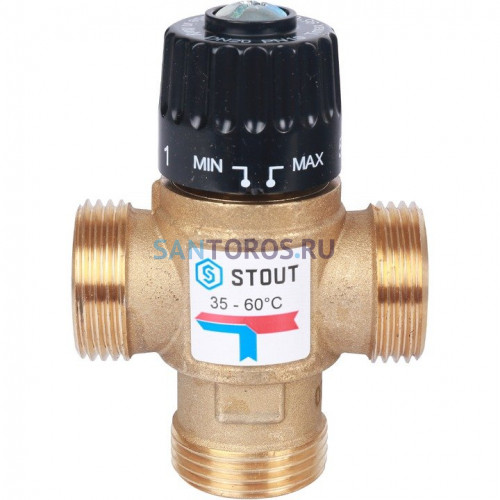 Клапан термостатический смесительный НР 1, 35-60°С, KV 2.5 м3/ч Stout SVM-0120-256025