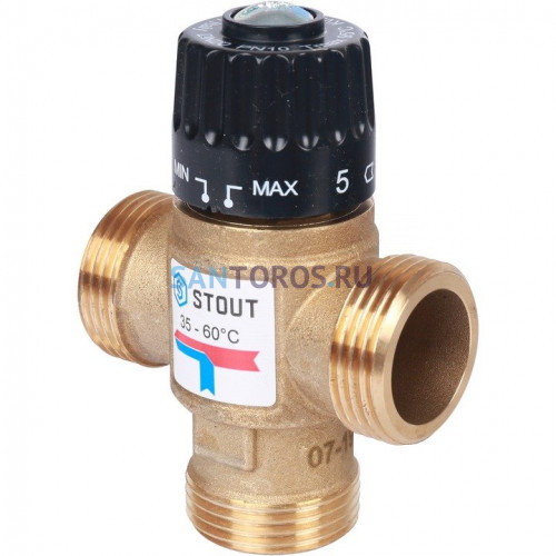Клапан термостатический смесительный НР 1, 35-60°С, KV 2.5 м3/ч Stout SVM-0120-256025