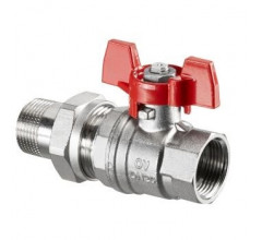 Кран шаровый 1 1/4" НГ с американкой маховик из алюминия Optibal Oventrop