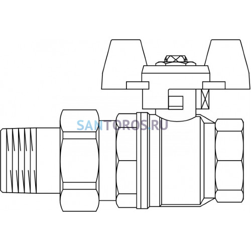 Кран шаровый 1 1/4 НГ с американкой маховик из алюминия Optibal Oventrop 1075810