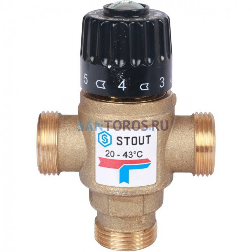 Клапан термостатический смесительный НР 3/4, 20-43°С, KV 1.6 м3/ч Stout SVM-0120-164320