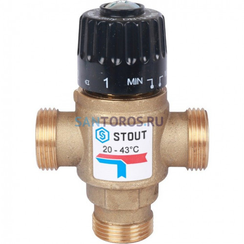Клапан термостатический смесительный НР 3/4, 20-43°С, KV 1.6 м3/ч Stout SVM-0120-164320