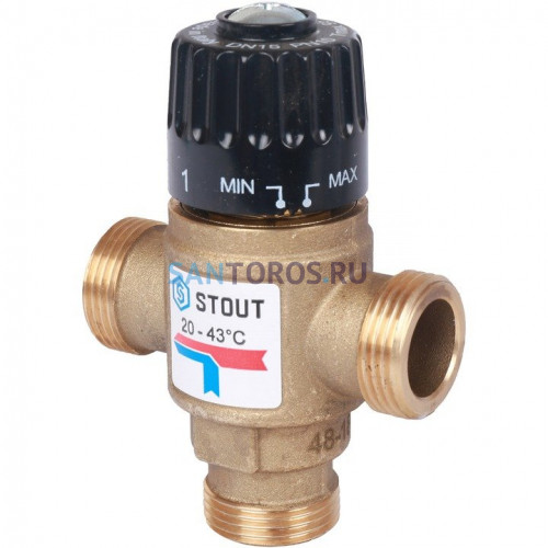 Клапан термостатический смесительный НР 3/4, 20-43°С, KV 1.6 м3/ч Stout SVM-0120-164320