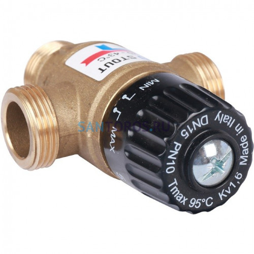 Клапан термостатический смесительный НР 3/4, 20-43°С, KV 1.6 м3/ч Stout SVM-0120-164320