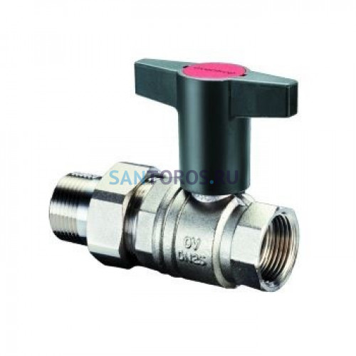 Кран шаровый Optibal 1 1/4" НГ с американкой маховик пластмассовый Oventrop