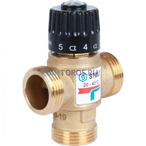 Клапан термостатический смесительный НР 1, 20-43°С, KV 1.6 м3/ч Stout SVM-0120-164325