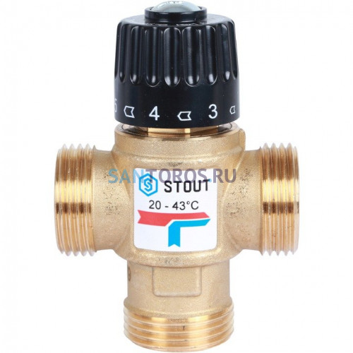 Клапан термостатический смесительный НР 1, 20-43°С, KV 1.6 м3/ч Stout SVM-0120-164325