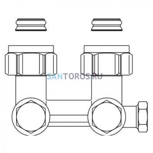 Узел нижнего подключения радиатора 3/4 НГ x 3/4 НР, угловой Multiflex F ZBU Oventrop 1015944
