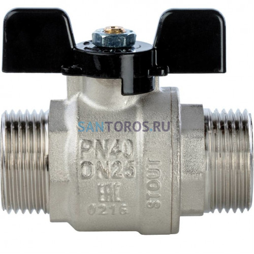 Кран шаровой полнопроходной НР/НР 1, ручка бабочка Stout SVB-0006-000025