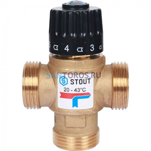 Клапан термостатический смесительный НР 1, 20-43°С, KV 2.5 м3/ч Stout SVM-0120-254325
