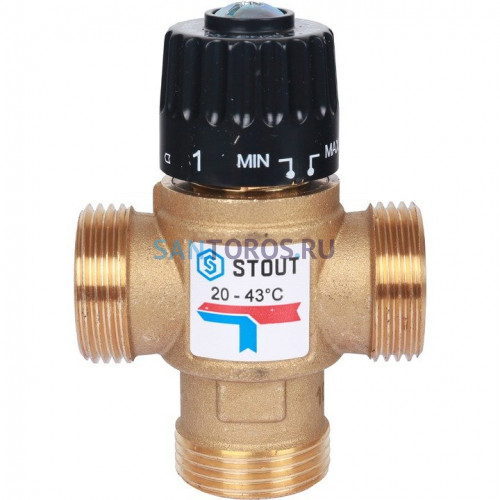 Клапан термостатический смесительный НР 1, 20-43°С, KV 2.5 м3/ч Stout SVM-0120-254325