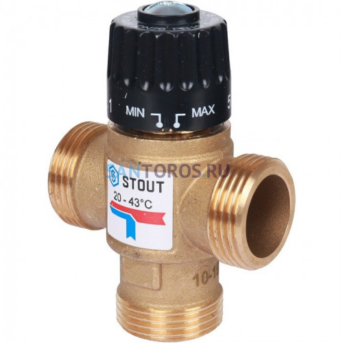 Клапан термостатический смесительный НР 1, 20-43°С, KV 2.5 м3/ч Stout SVM-0120-254325