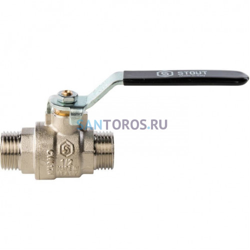 Кран шаровой полнопроходной НР/НР 1/2, ручка рычаг Stout SVB-0005-000015