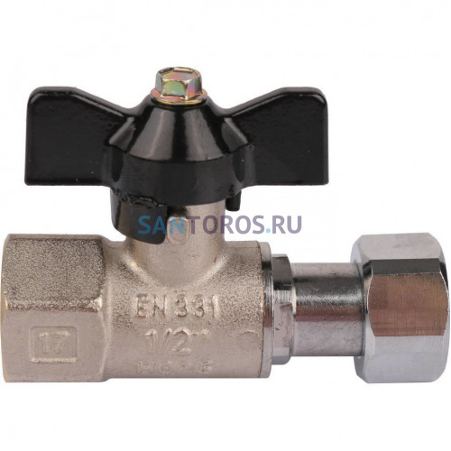 Кран шаровой с накидной гайкой ВР 1/2x1/2 с накидной гайкой, ручка бабочка Stout SVB-0009-000015