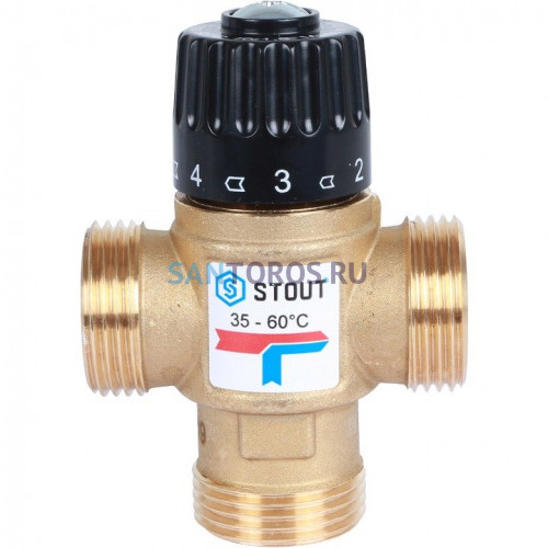 Клапан термостатический смесительный НР 1, 35-60°С, KV 1.6 м3/ч Stout SVM-0120-166025